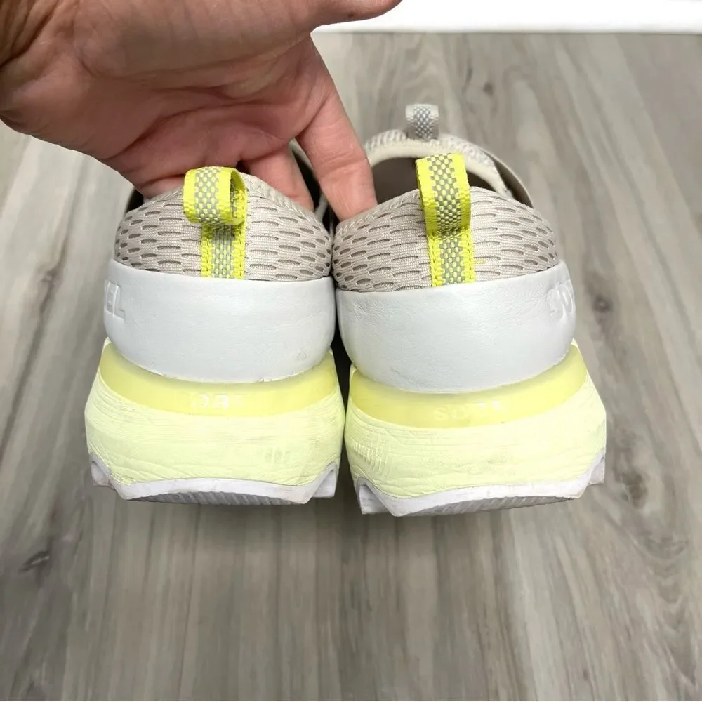Sorel Sneakers Women's 9.5 Kinetic Impact Strap Stone Gray &‎ Yellow Slip-On